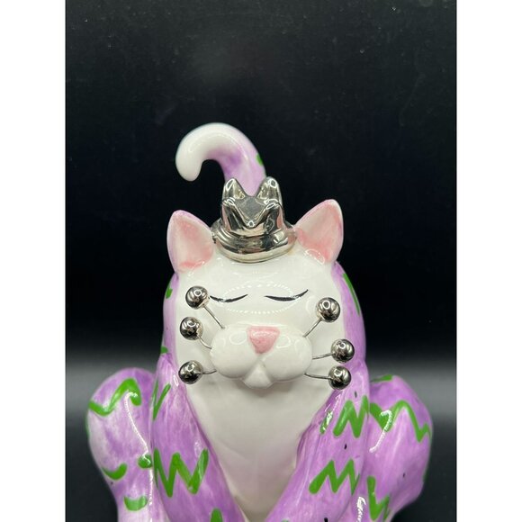 WhimsiClay by Amy Lacombe Cat Figurine 2002 #24229 Annaco Purple Cat on Pillow - Picture 2 of 12